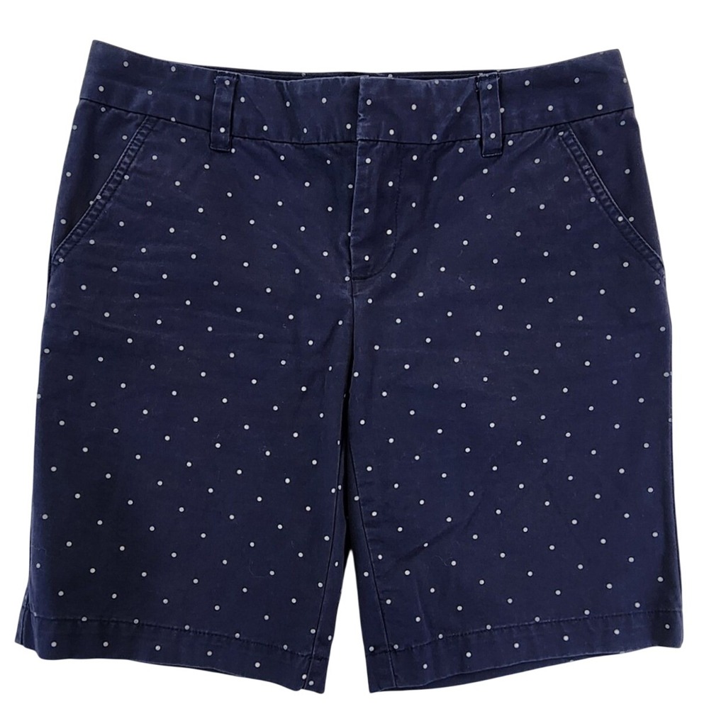 Tommy Hilfiger Women 4 Navy Polka Dot Chino Shorts Preppy Nautical Summer Casual